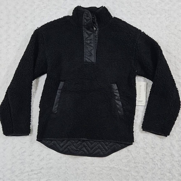 NWT! Athleta Cozy Sherpa Pullover Snap Sweatshirt in Black - Multiple Sizes - Picture 5 of 7
